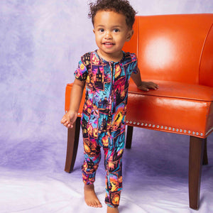 Baby Kids Bamboo Pajamas — I Haunt It That Way Short Sleeve Romper — Image 1