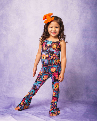 Baby Kids Bamboo Pajamas — I Haunt It That Way Sleeveless Bell Bottom Jumpsuit — Image 1