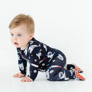 Baby Kids Bamboo Pajamas — I Need Space Footie — Image 1