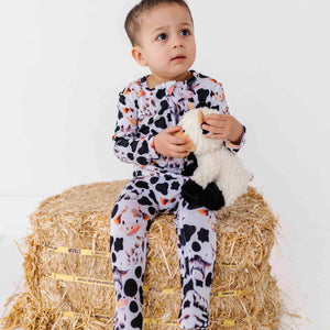 Baby Kids Bamboo Pajamas — In a Good Moo-D Footie — Image 1