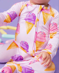Baby Kids Bamboo Pajamas — Inside Scoop Convertible Romper — Image 1