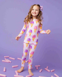 Baby Kids Bamboo Pajamas — Inside Scoop Long Sleeve Pajama Set — Image 1