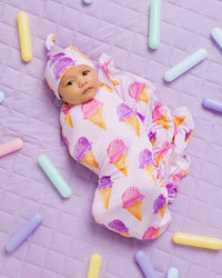 Baby Kids Bamboo Pajamas — Inside Scoop Swaddle & Beanie Set — Image 1