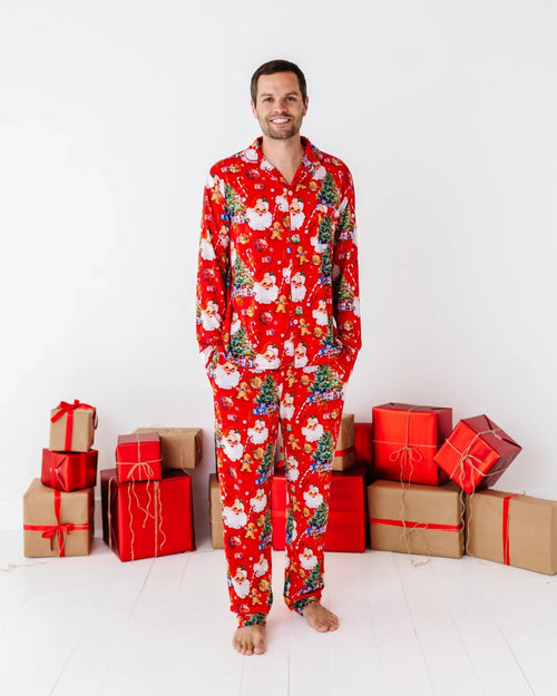 Baby Kids Bamboo Pajamas — In The Nick Of Time Men's Collar Shirt & Pants Set — Image 7
