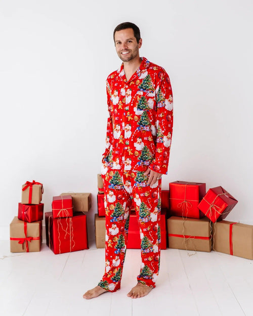 Baby Kids Bamboo Pajamas — In The Nick Of Time Men's Collar Shirt & Pants Set — Image 10