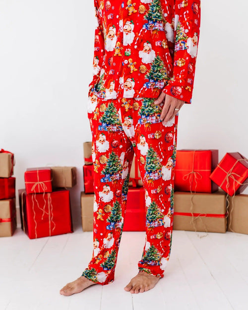 Baby Kids Bamboo Pajamas — In The Nick Of Time Men's Collar Shirt & Pants Set — Image 11