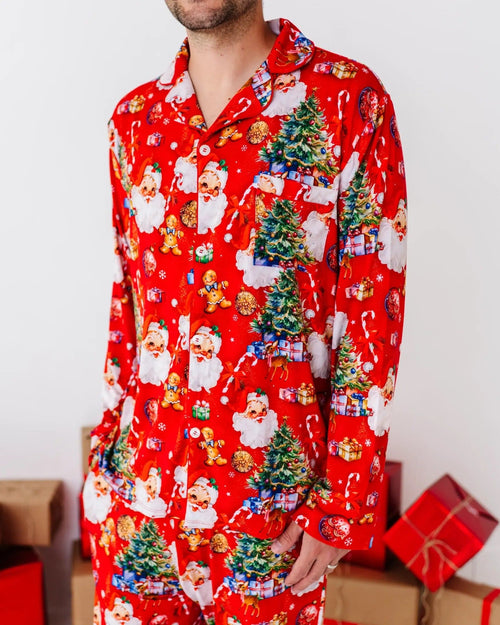 Baby Kids Bamboo Pajamas — In The Nick Of Time Men's Collar Shirt & Pants Set — Image 9