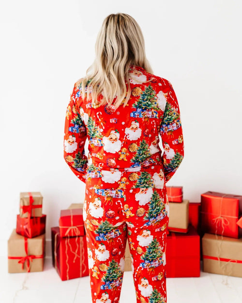 Baby Kids Bamboo Pajamas — In The Nick Of Time Women's Long Sleeve Collar Shirt & Pants Pajama Set — Image 14
