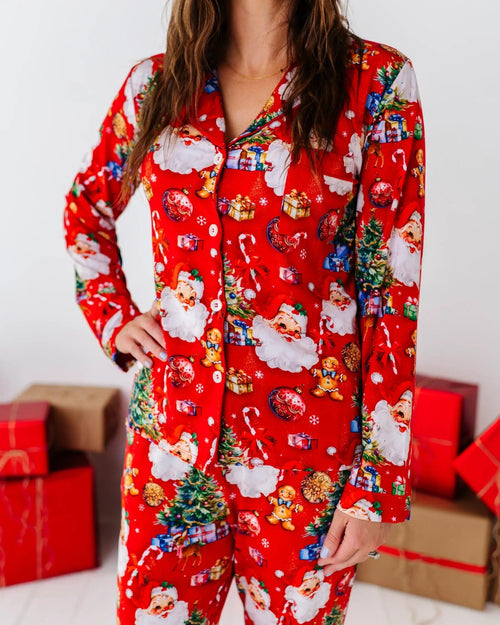 Baby Kids Bamboo Pajamas — In The Nick Of Time Women's Long Sleeve Collar Shirt & Pants Pajama Set — Image 12
