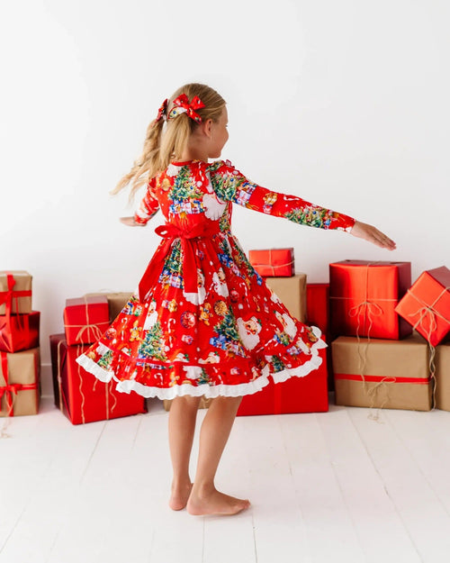 Baby Kids Bamboo Pajamas — In The Nick Of Time Long Sleeve Party Dress & Shorts Set — Image 10
