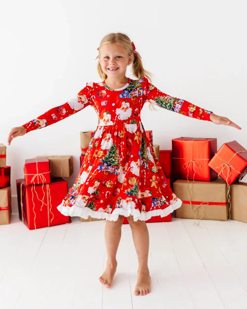 Baby Kids Bamboo Pajamas — In The Nick Of Time Long Sleeve Party Dress & Shorts Set — Image 7