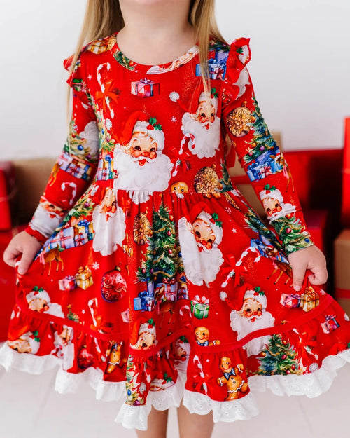 Baby Kids Bamboo Pajamas — In The Nick Of Time Long Sleeve Party Dress & Shorts Set — Image 5