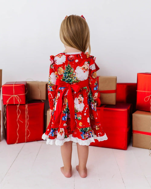 Baby Kids Bamboo Pajamas — In The Nick Of Time Long Sleeve Party Dress & Shorts Set — Image 12