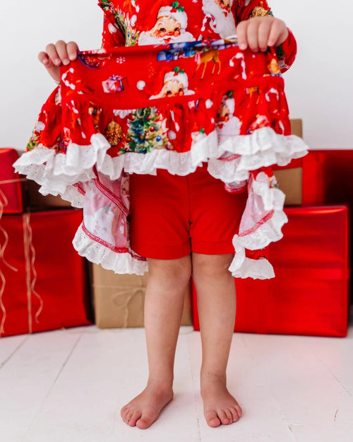 Baby Kids Bamboo Pajamas — In The Nick Of Time Long Sleeve Party Dress & Shorts Set — Image 8