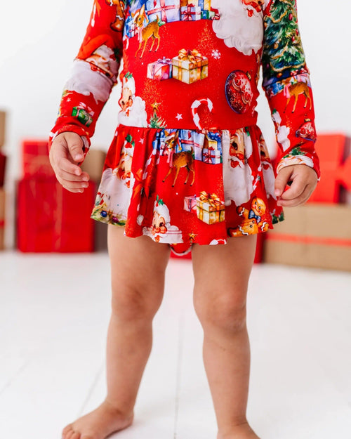 Baby Kids Bamboo Pajamas — In The Nick Of Time Long Sleeve Ruffle Dress — Image 10