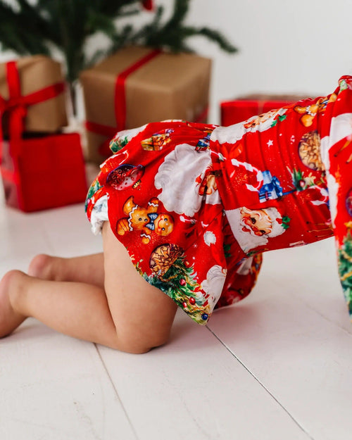 Baby Kids Bamboo Pajamas — In The Nick Of Time Long Sleeve Ruffle Dress — Image 12