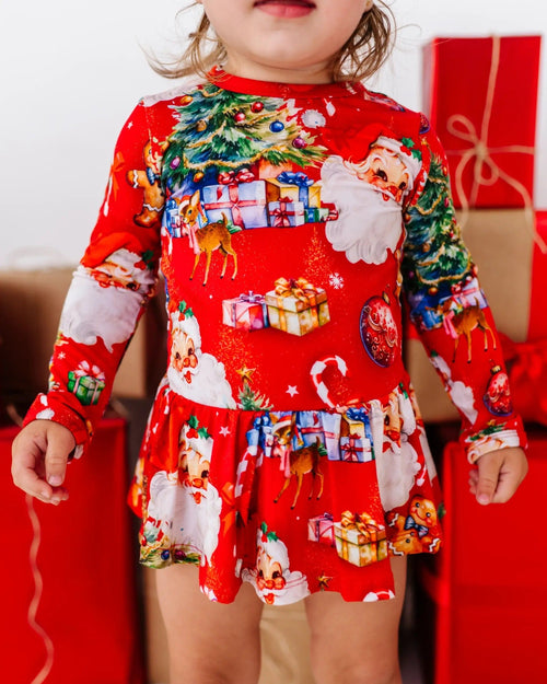 Baby Kids Bamboo Pajamas — In The Nick Of Time Long Sleeve Ruffle Dress — Image 8