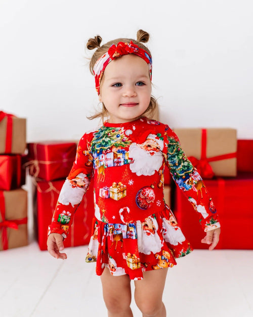 Baby Kids Bamboo Pajamas — In The Nick Of Time Long Sleeve Ruffle Dress — Image 6