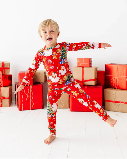 Baby Kids Bamboo Pajamas — In The Nick Of Time Long Sleeve Pajama Set — Image 9