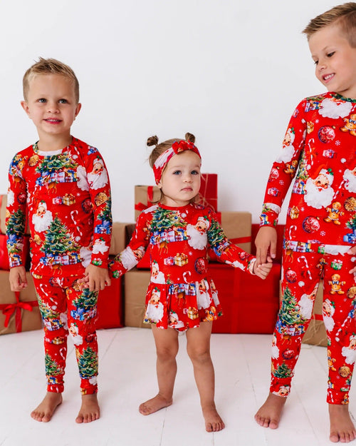 Baby Kids Bamboo Pajamas — In The Nick Of Time Long Sleeve Pajama Set — Image 15