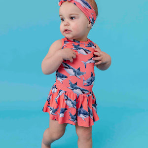 Baby Kids Bamboo Pajamas — Jaws Dropping Racer Back Ruffle Dress — Image 1