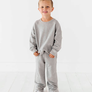 Bums & Roses - Baby & Kids Bamboo Pajamas - Kids Jogger Set - Heather Grey - Image 1