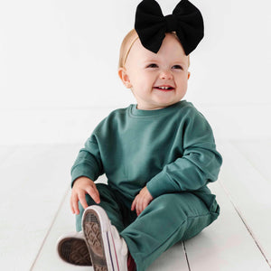 Bums & Roses - Baby & Kids Bamboo Pajamas - Kids Jogger Set - Teal - Image 1