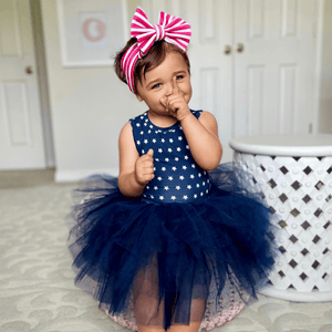 Bums & Roses - Baby & Kids Bamboo Pajamas - Navy Star Tulle Tutu Dress - Image 1