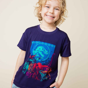 Baby Kids Bamboo Pajamas — Jurassic World™ Dinosaur T-Shirt — Image 1