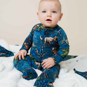 Baby Kids Bamboo Pajamas — Jurassic World™ Convertible Romper — Image 1