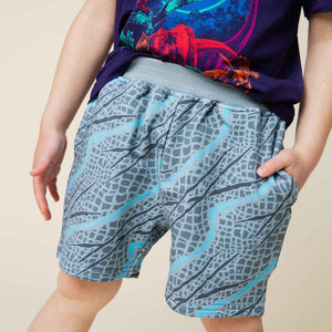 Baby Kids Bamboo Pajamas — Jurassic World™ Blue Dinosaur Pull-On Shorts — Image 1
