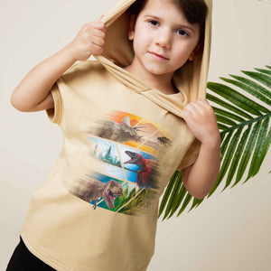 Baby Kids Bamboo Pajamas — Jurassic World™ Adventure Short Sleeve Hoodie — Image 1