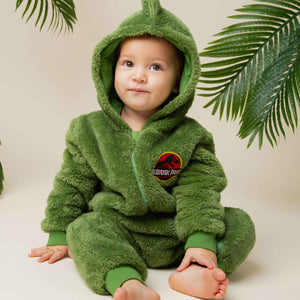 Baby Kids Bamboo Pajamas — Jurassic World™ Plush Zip-Up One-Piece — Image 1