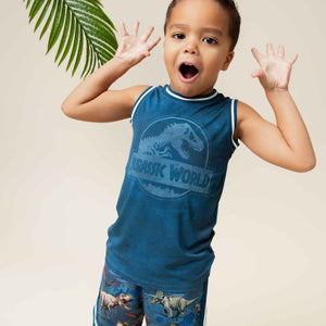 Baby Kids Bamboo Pajamas — Jurassic World™ Jersey Top With Shorts — Image 1