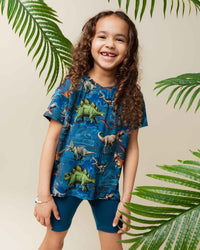 Baby Kids Bamboo Pajamas — Jurassic World™ Girls Oversized T-Shirt & Biker Shorts Set — Image 1