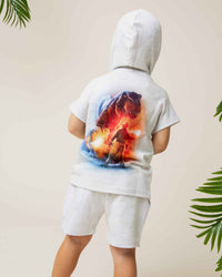 Baby Kids Bamboo Pajamas — Jurassic World™ Throwback Short Sleeve Hoodie — Image 1