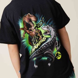 Baby Kids Bamboo Pajamas — Jurassic World™ T-Rex VS Indominus T-Shirt — Image 1