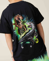 Baby Kids Bamboo Pajamas — Jurassic World™ T-Rex VS Indominus T-Shirt — Image 1