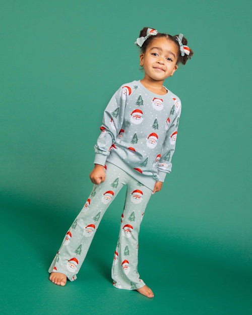 Baby Kids Bamboo Pajamas — Just BeClause Crew Neck Sweatshirt & Bell Bottoms Set — Image 6