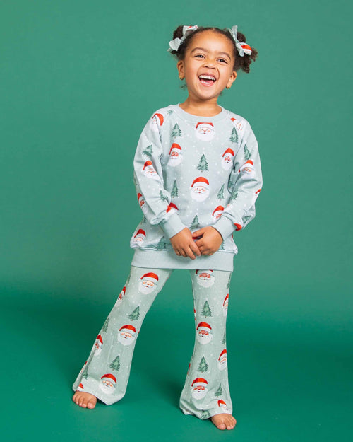 Baby Kids Bamboo Pajamas — Just BeClause Crew Neck Sweatshirt & Bell Bottoms Set — Image 1