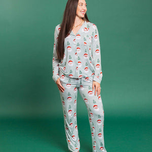 Baby Kids Bamboo Pajamas — Just BeClause Women's Long Sleeve Collar Shirt & Pants Pajama Set — Image 1