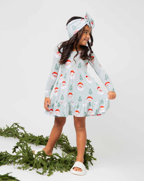 Baby Kids Bamboo Pajamas — Just BeClause Long Sleeve Dress & Shorts Set — Image 5