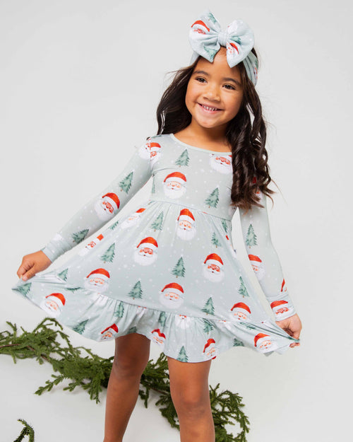 Baby Kids Bamboo Pajamas — Just BeClause Long Sleeve Dress & Shorts Set — Image 1