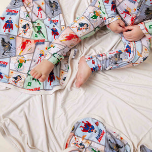 Baby Kids Bamboo Pajamas — Justice League™ Bum Bum Blanket — Image 1