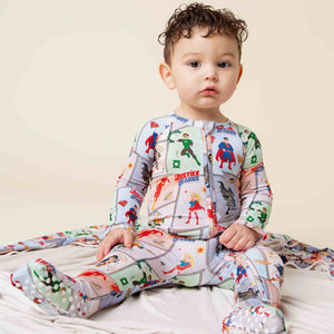 Baby Kids Bamboo Pajamas — Justice League™ Convertible Romper — Image 1