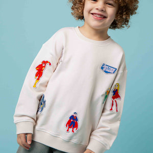 Baby Kids Bamboo Pajamas — Justice League™ Crew Neck Sweatshirt — Image 1