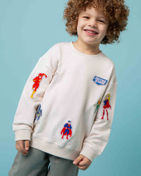 Baby Kids Bamboo Pajamas — Justice League™ Crew Neck Sweatshirt — Image 1