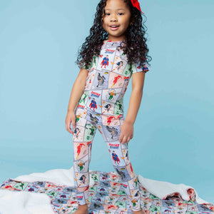 Baby Kids Bamboo Pajamas — Justice League™ Short Sleeve Pajama Set — Image 1
