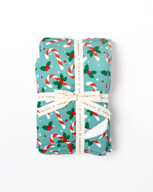 Baby Kids Bamboo Pajamas — Candy Cane Lane Bum Bum Blanket - Plush — Image 2