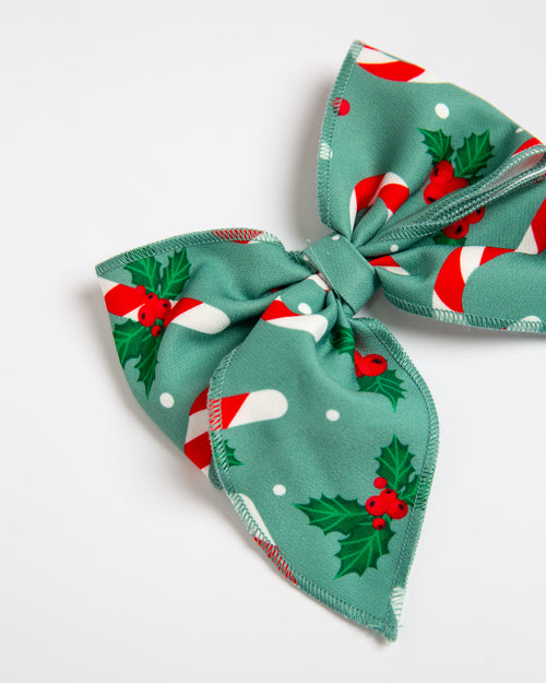 Baby Kids Bamboo Pajamas — Candy Cane Lane Woven Alligator Clip — Image 2